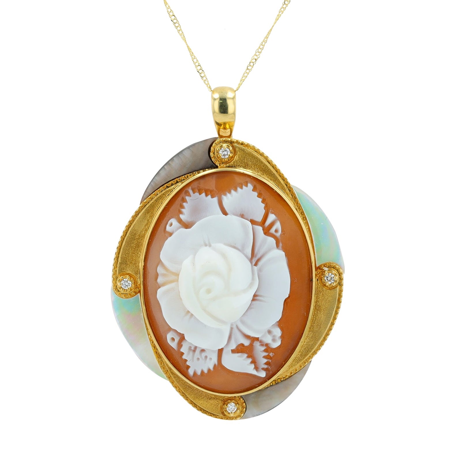 18K YG White & Black Mother of Pearl Pendant