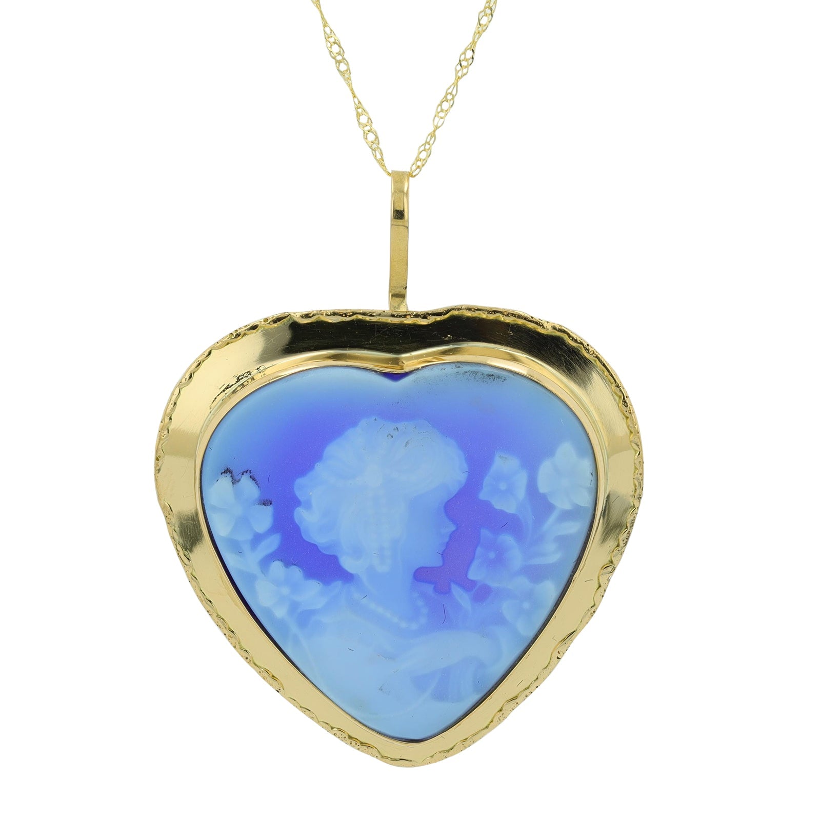 18K YG Heart Cameo Pendant