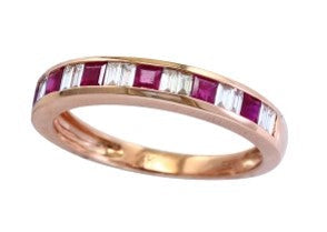 14K RG EFFY Diamond & Ruby Band