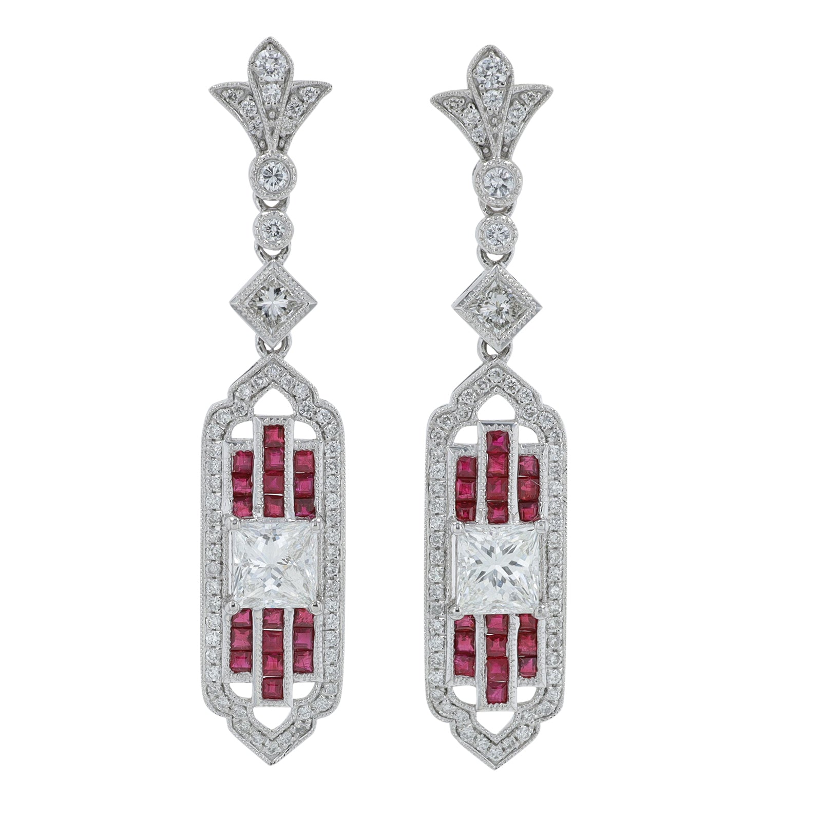 PT950 0.91 CTW Ruby Earrings