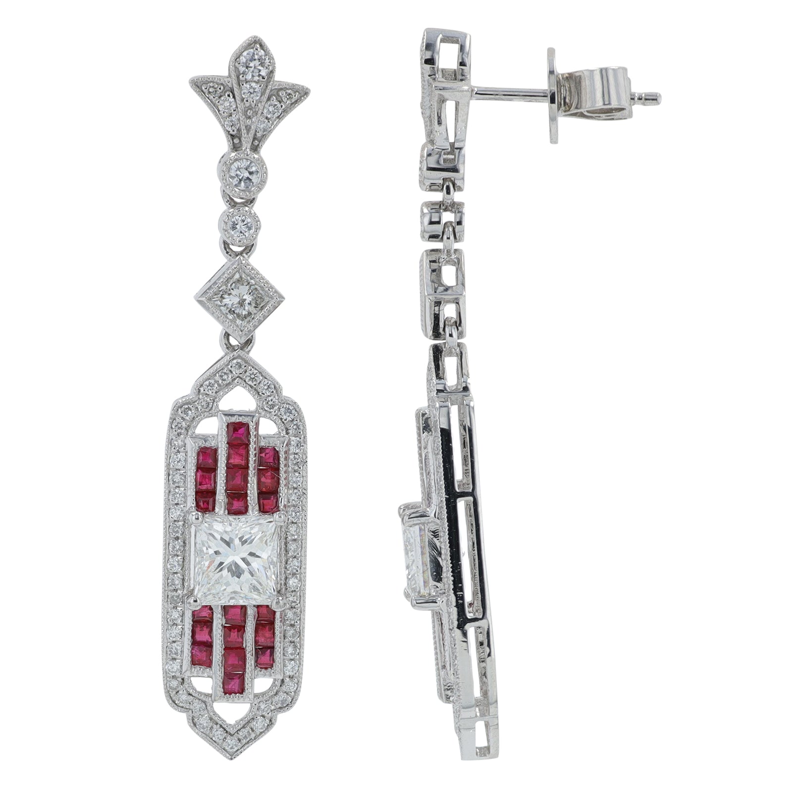 PT950 0.91 CTW Ruby Earrings