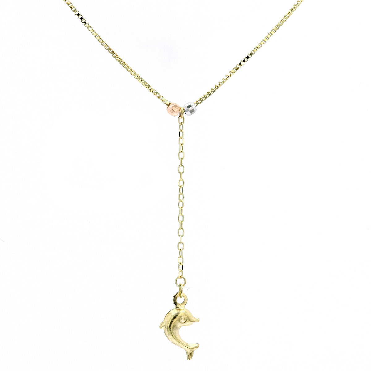 14K Tri-Tone Dolphin Necklace