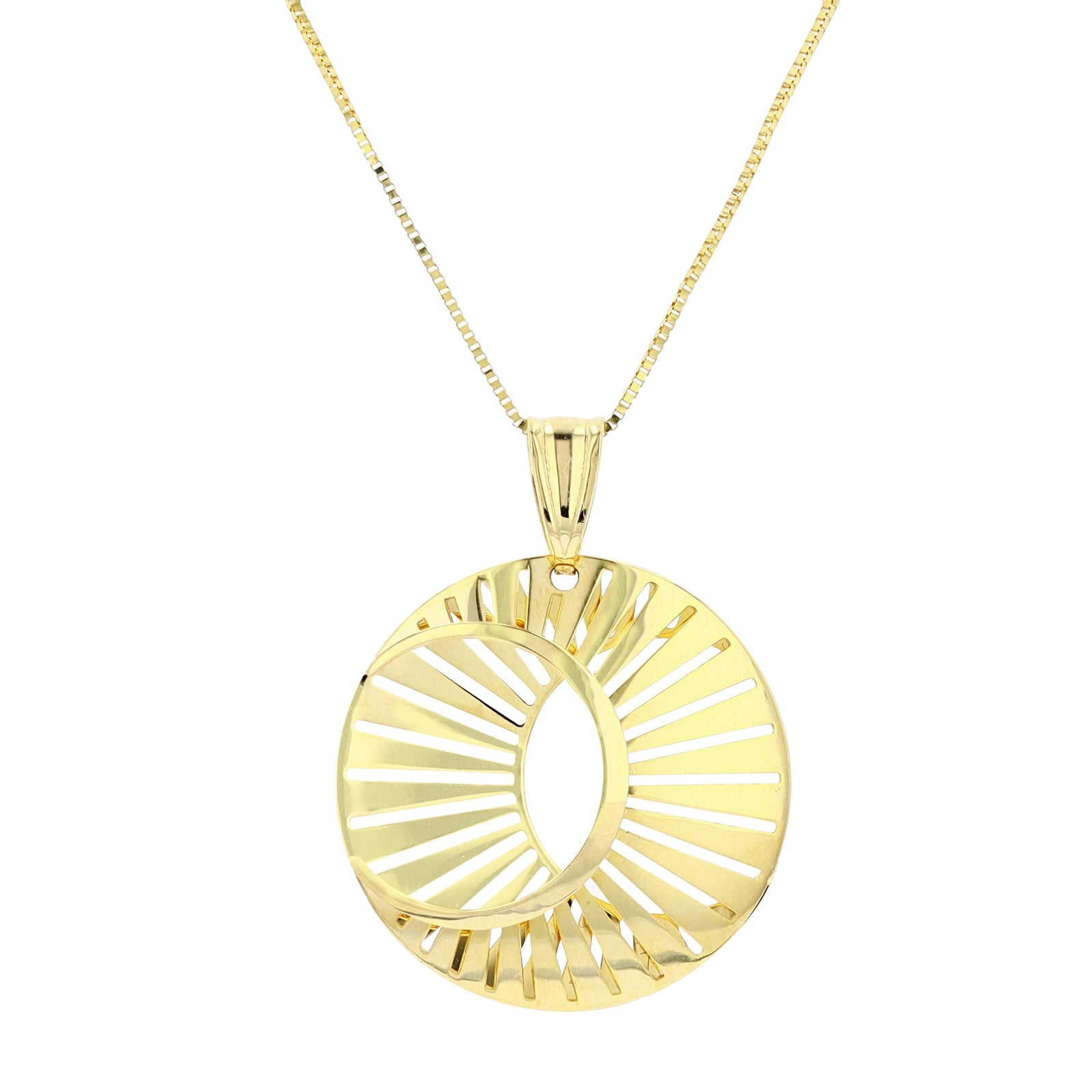 10K YG Striped Circle Pendant