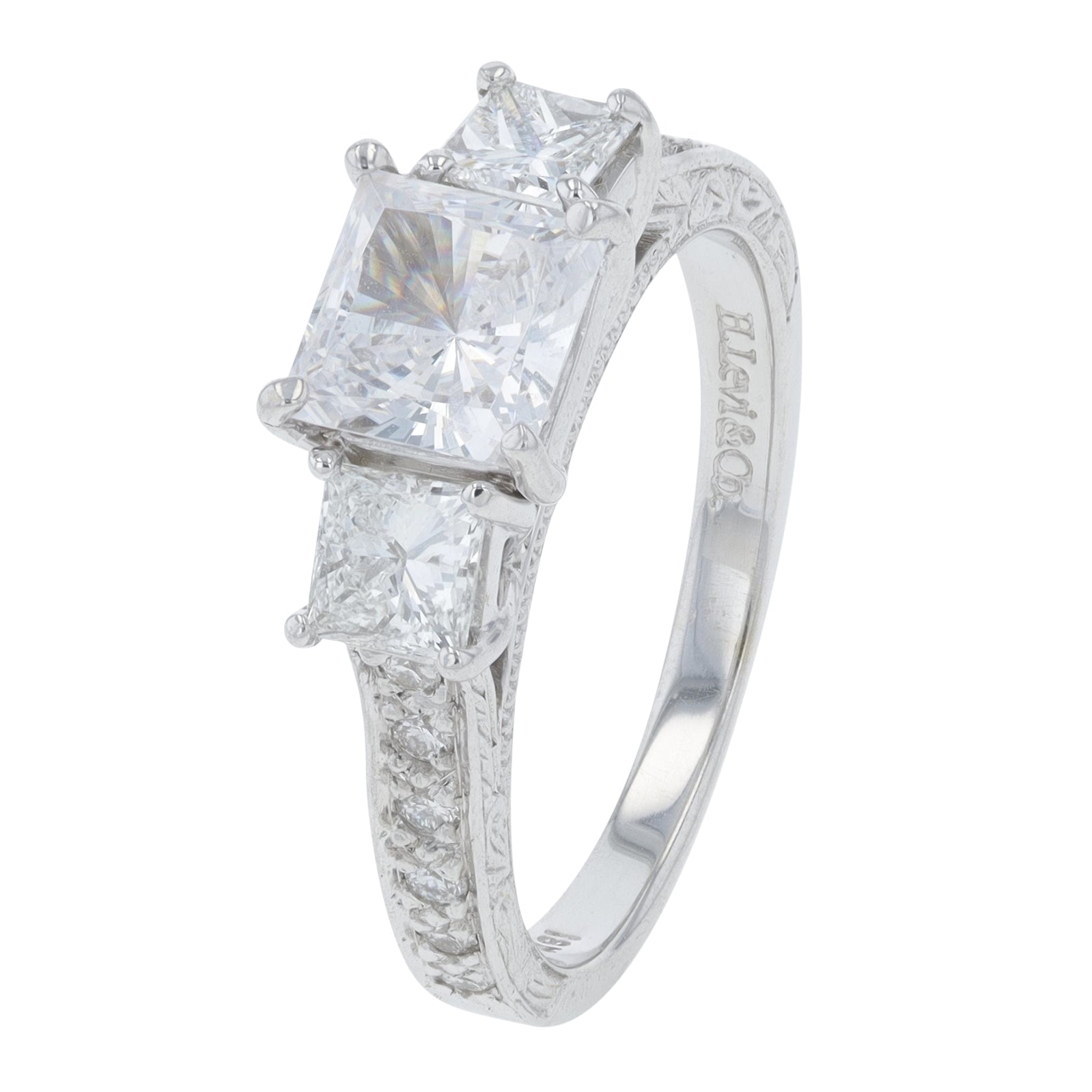 18K WG H. Levi & Co .62 CT Diamond Princess Cut Semi-Mount