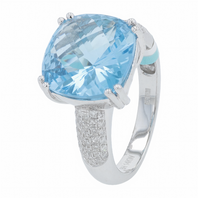 14K EFFY WG 8.17 CT Blue Topaz Ring
