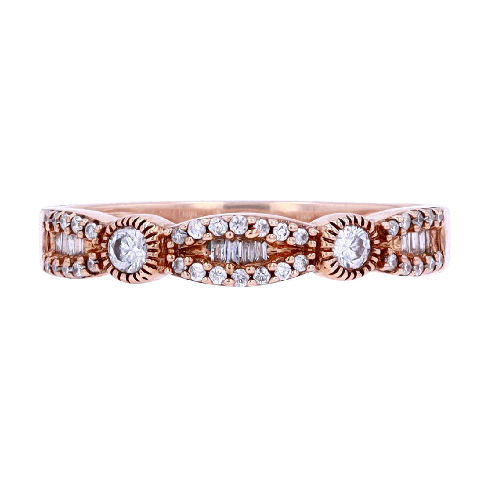 10K RG Scalloped Diamond Band