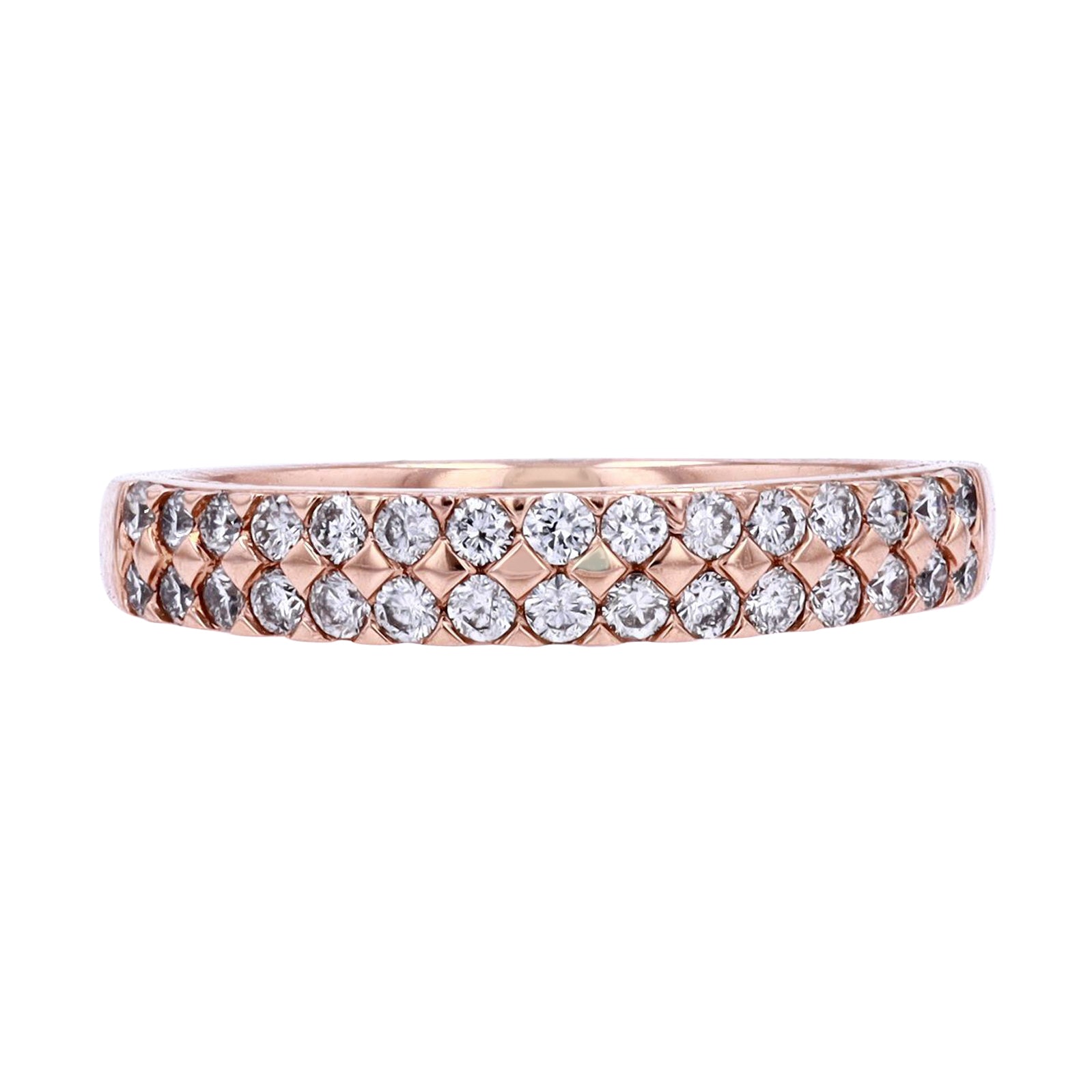 14K RG Two Row Diamond Band