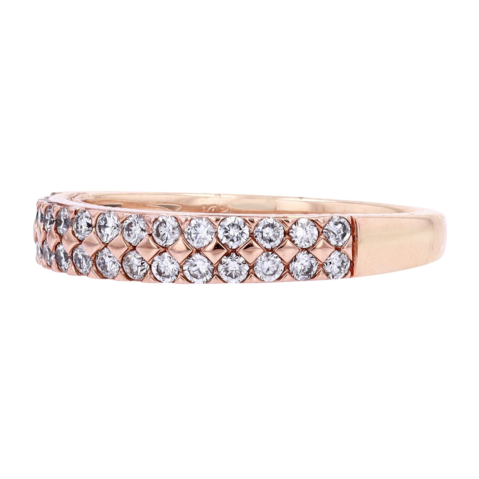 14K RG Two Row Diamond Band