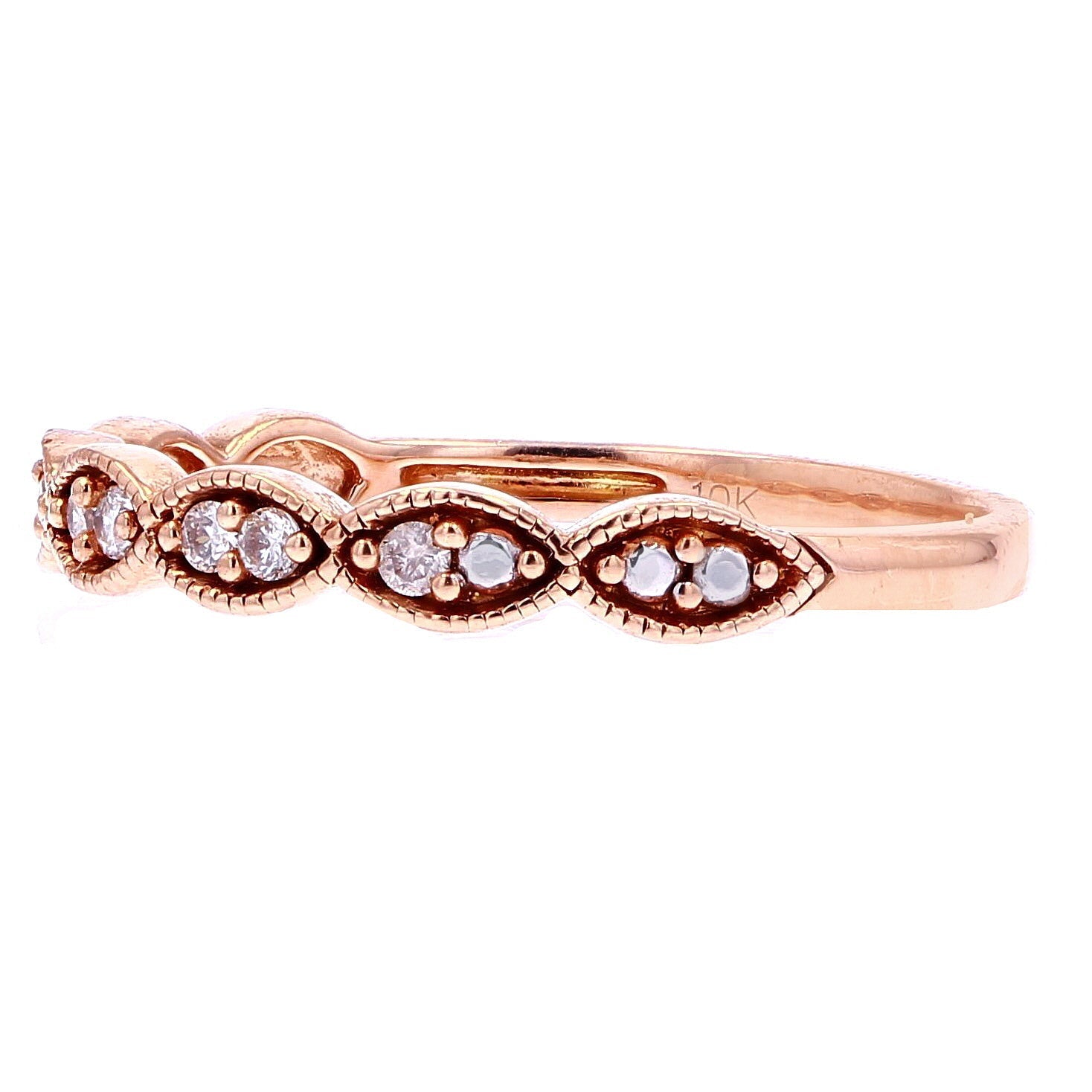 10K RG Scalloped Diamond Band