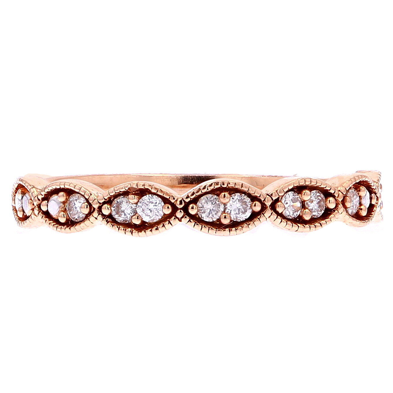 10K RG Scalloped Diamond Band