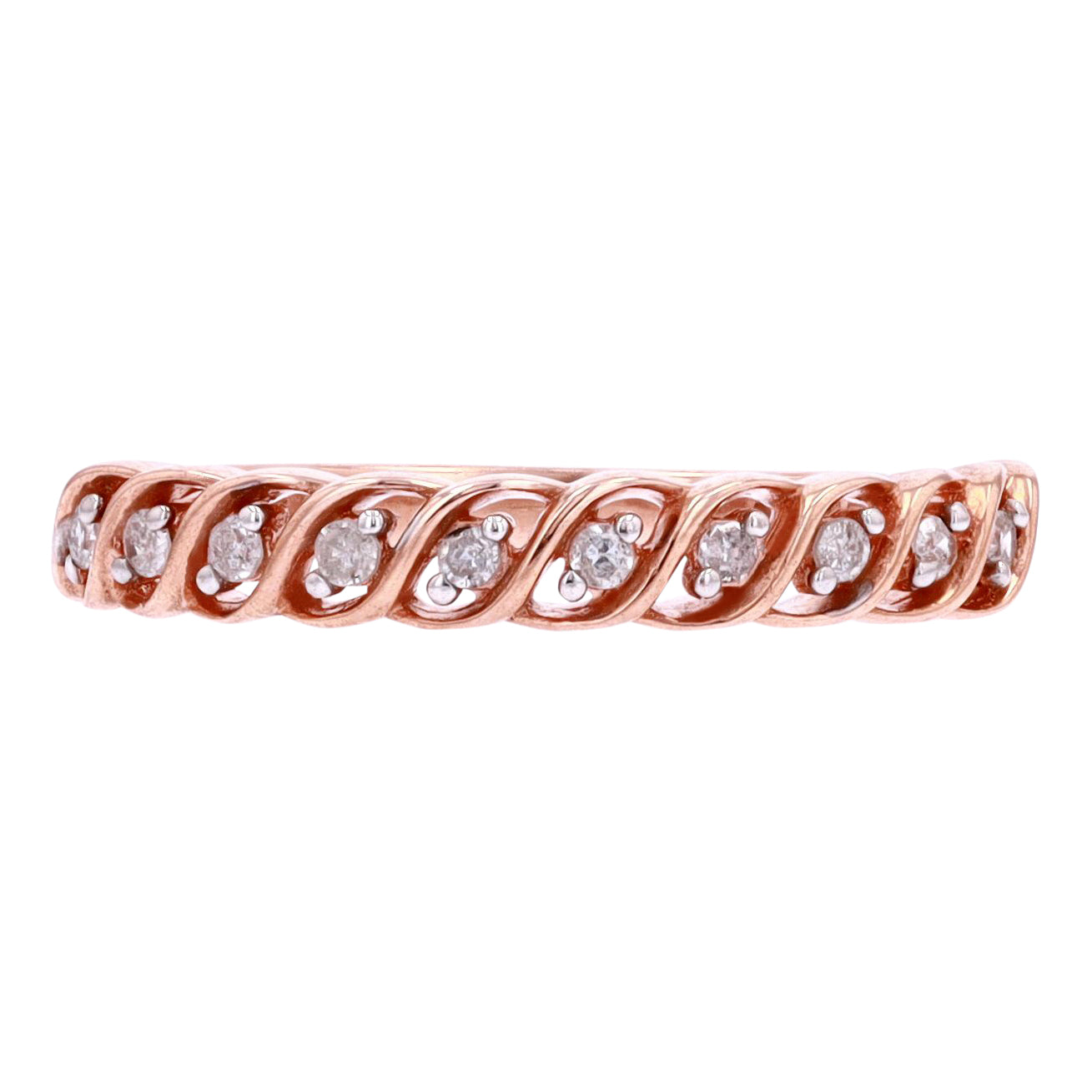 10K RG Diamond Woven Band
