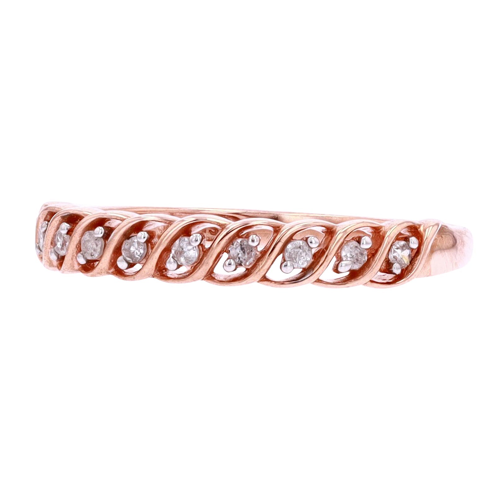 10K RG Diamond Woven Band