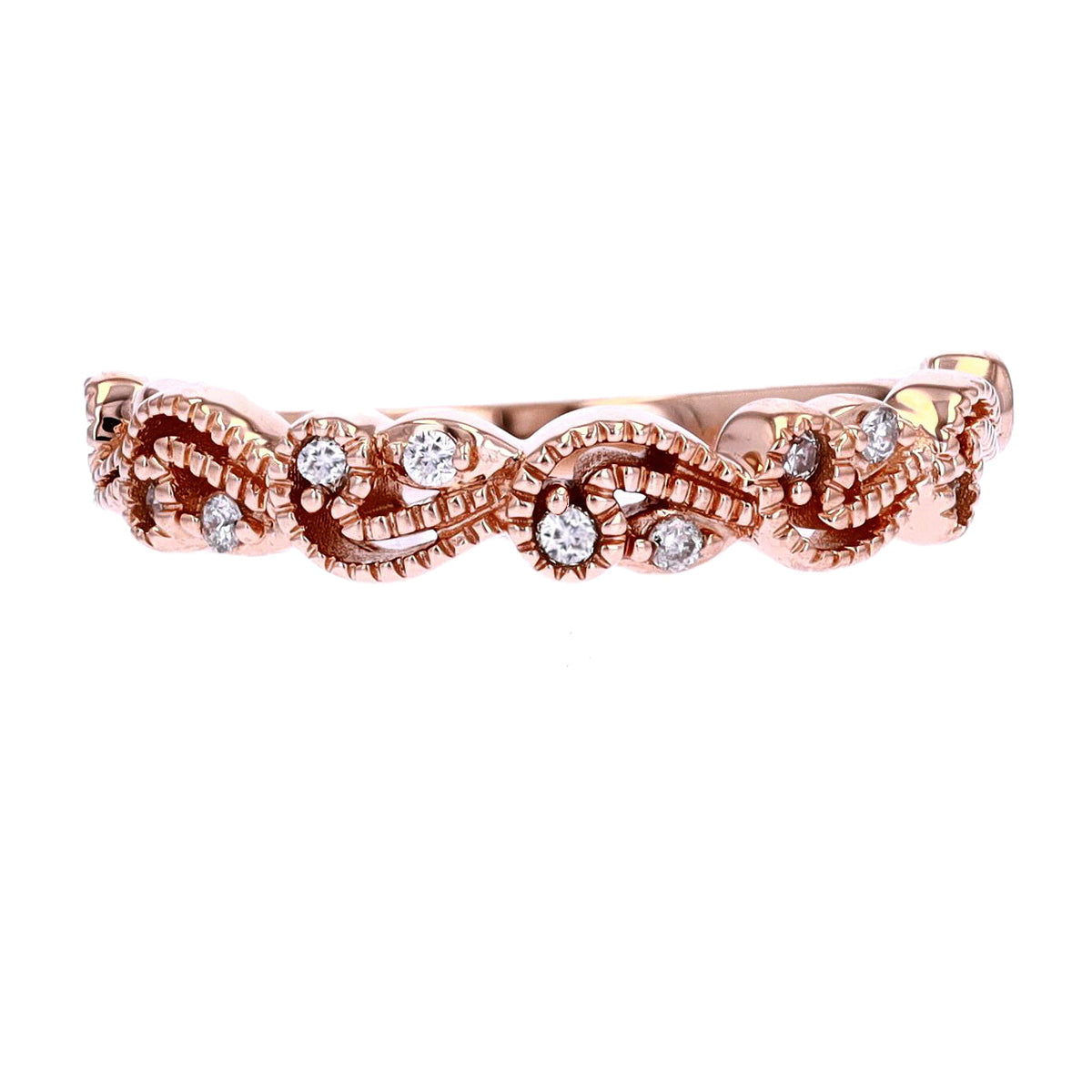 14K RG Diamond Filigree Band