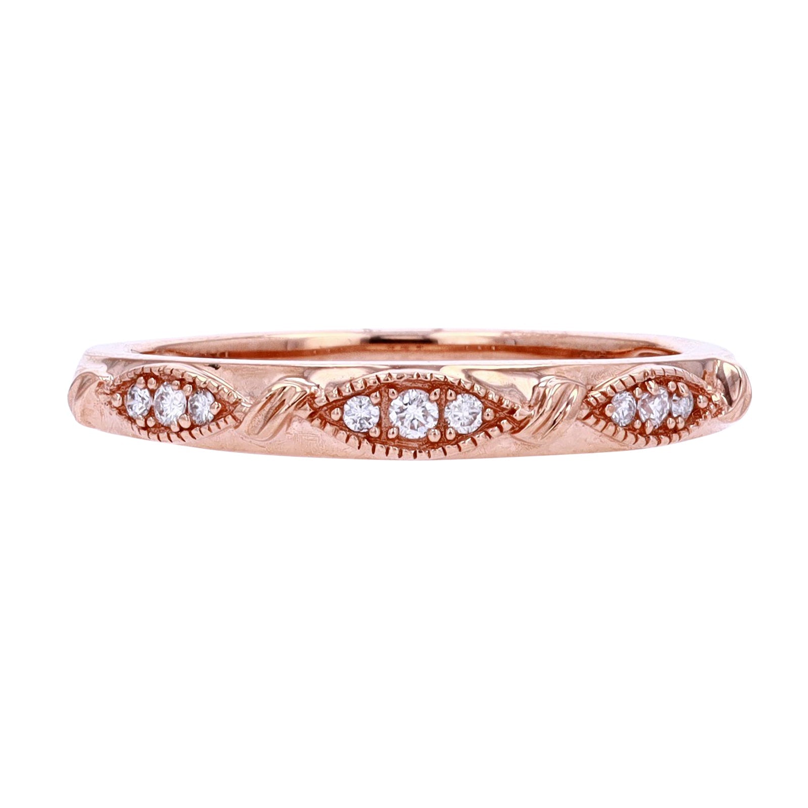 10K RG Diamond Stackable Band