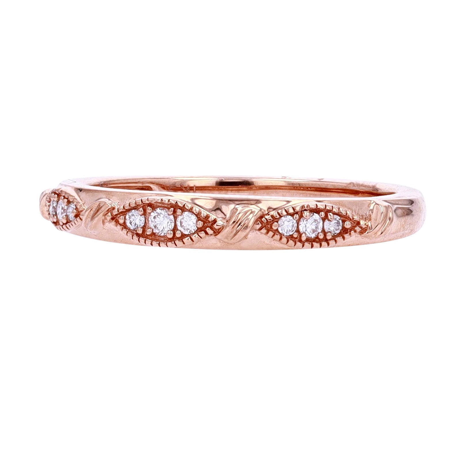 10K RG Diamond Stackable Band