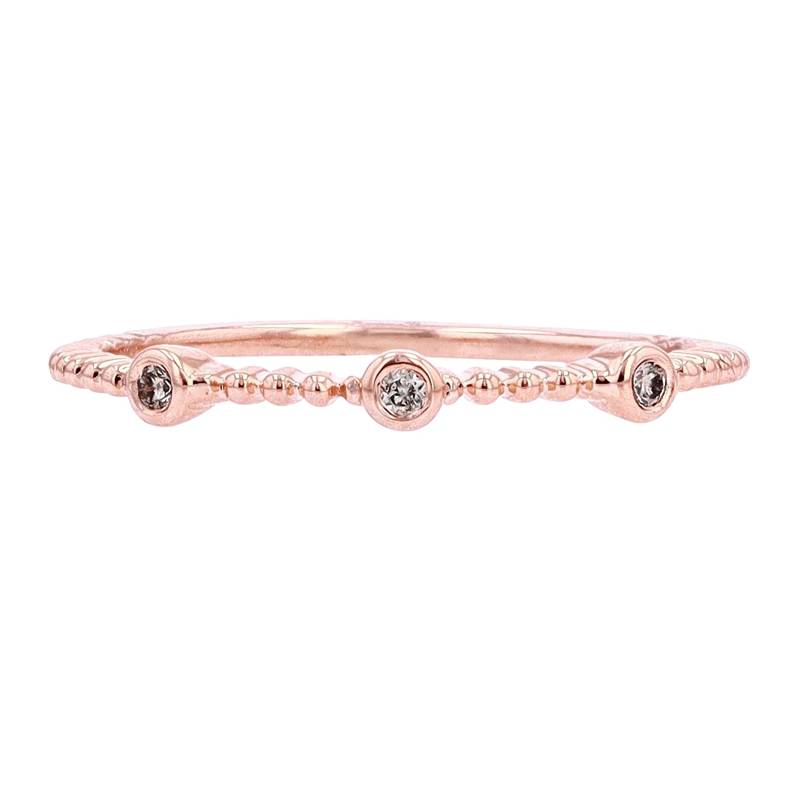 14K Three Stone Diamond Stackable Band<p><strong>More Colors Available</p></strong>