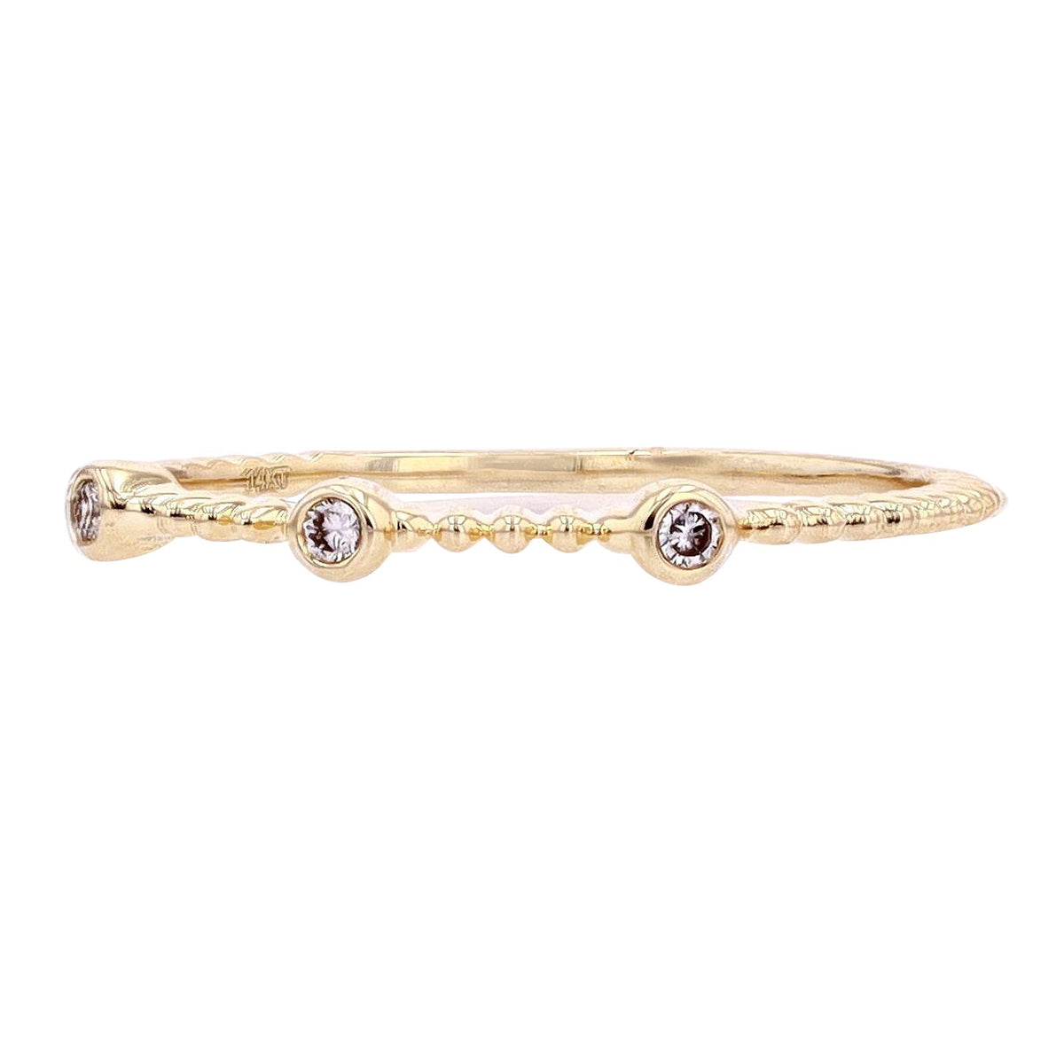 14K Three Stone Diamond Stackable Band<p><strong>More Colors Available</p></strong>