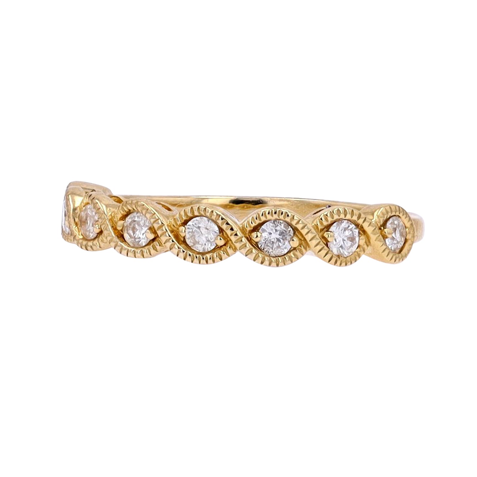14K 1/4 CT Diamond Twisted Stackable BandMore Colors Available