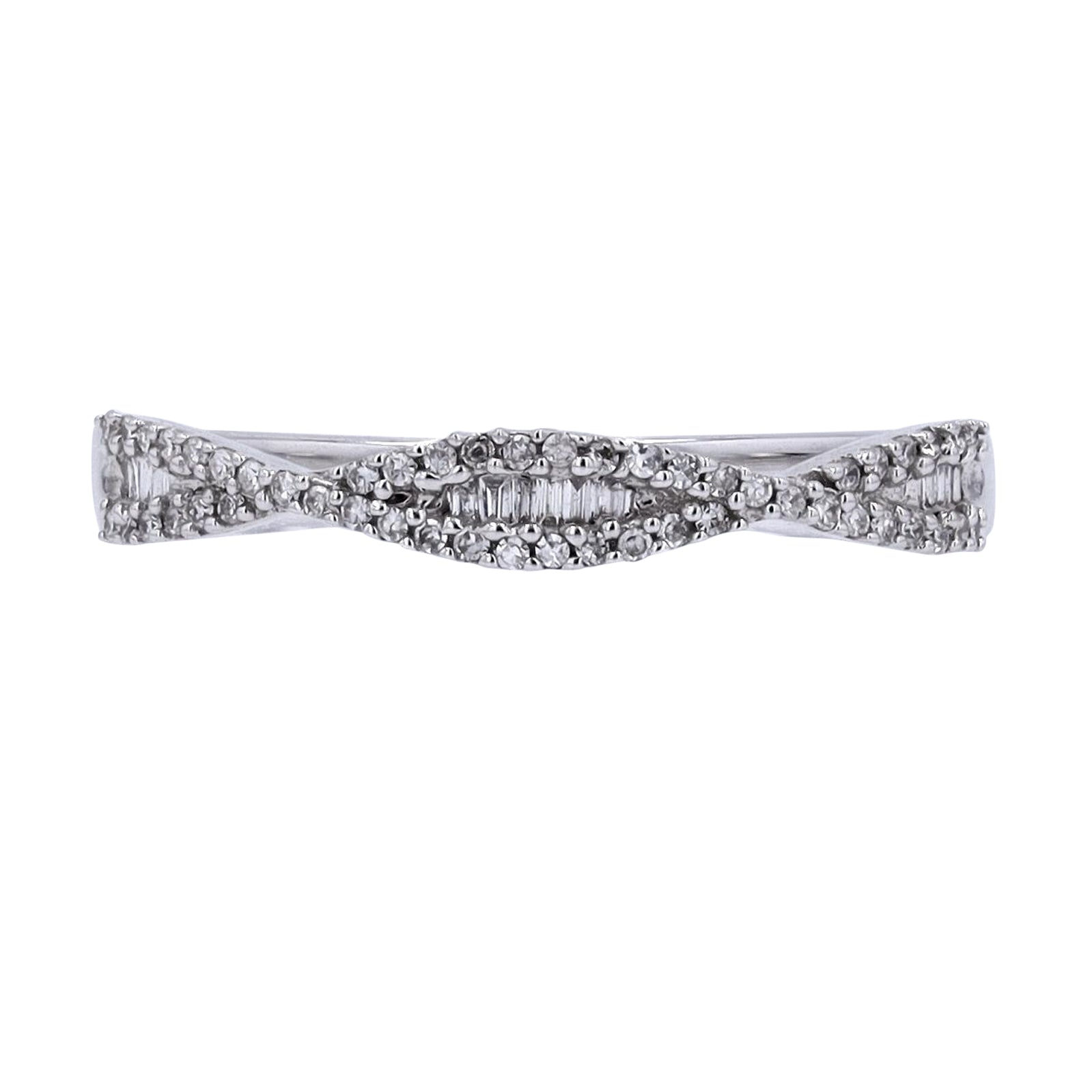 14K WG 1/7 CTW Diamond Crossover Band