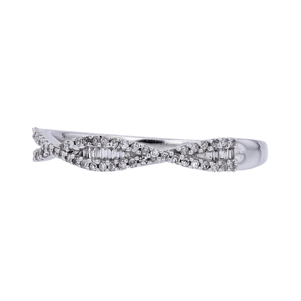 14K WG 1/7 CTW Diamond Crossover Band