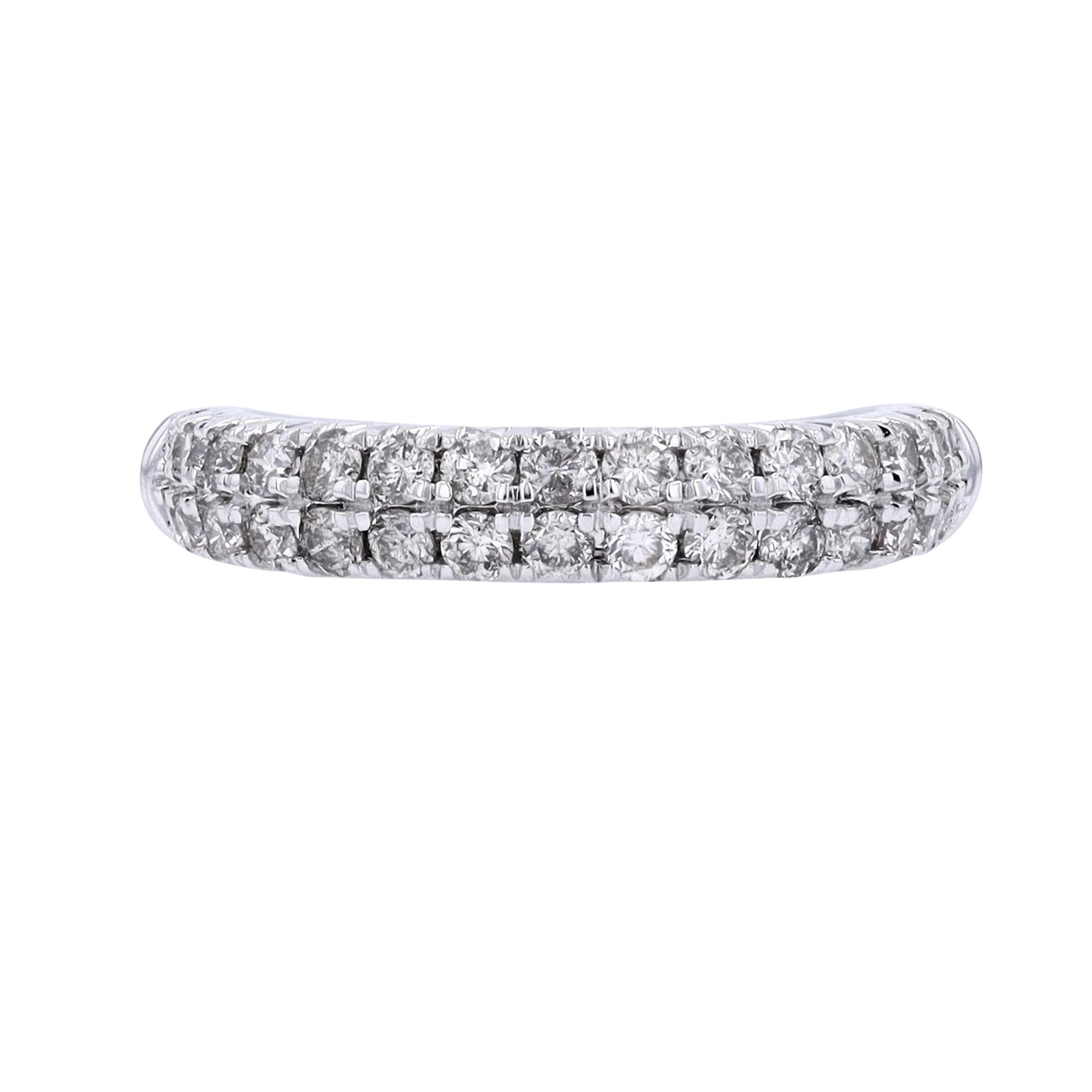 14K WG 1 CTW Two Row Diamond Band