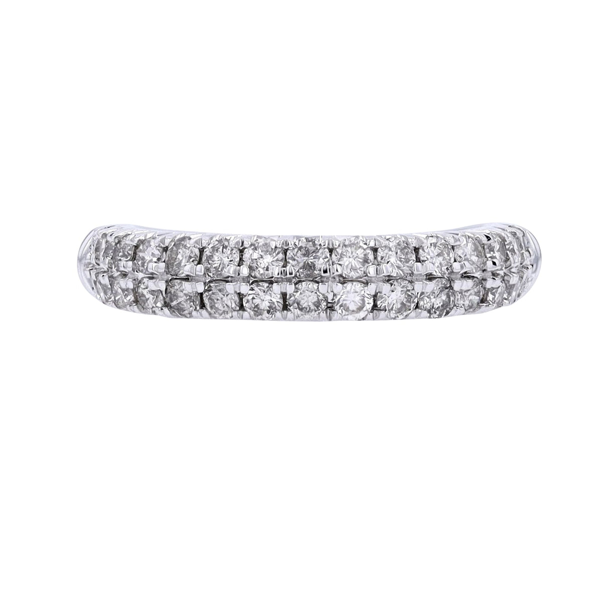 14K WG 1 CTW Two Row Diamond Band