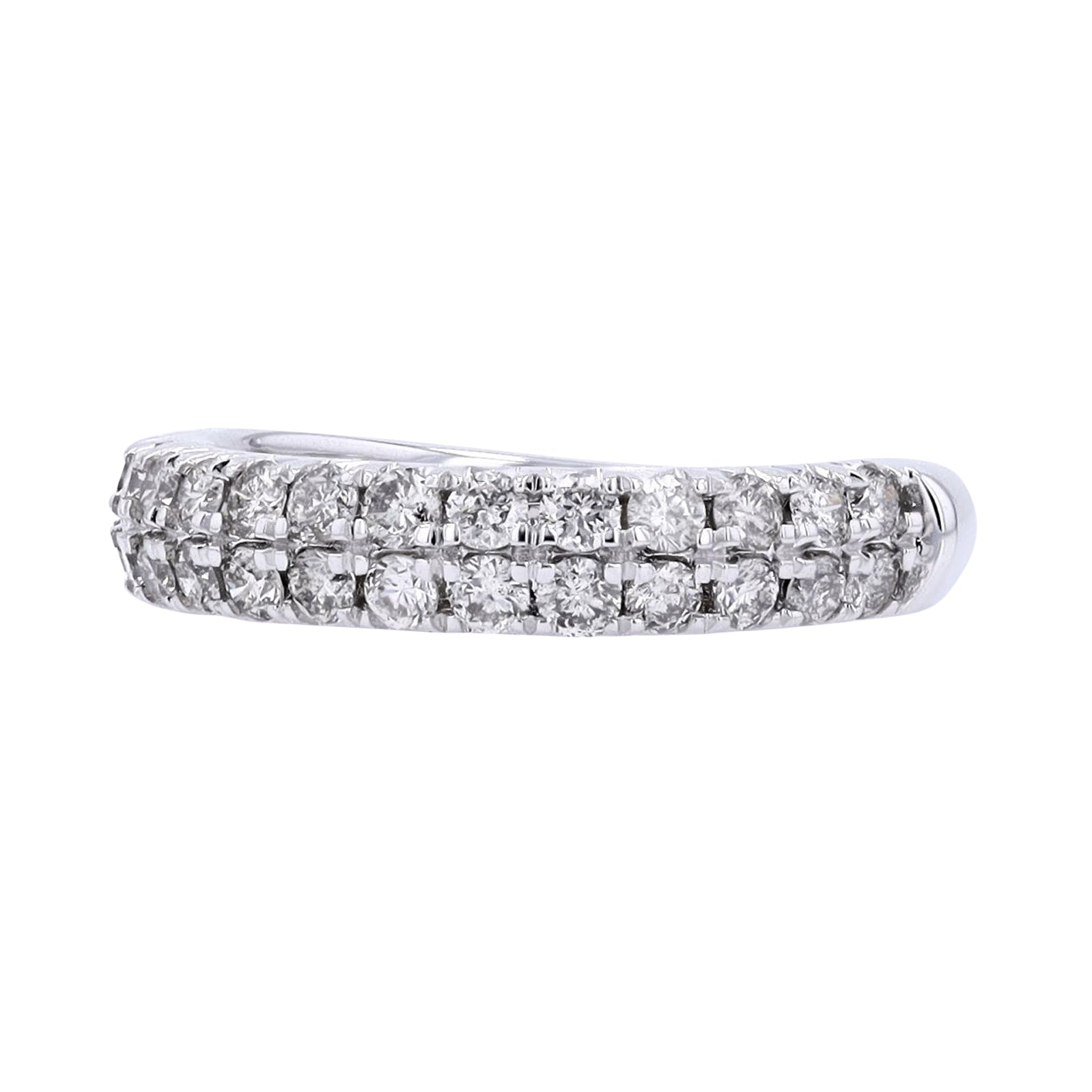 14K WG 1 CTW Two Row Diamond Band