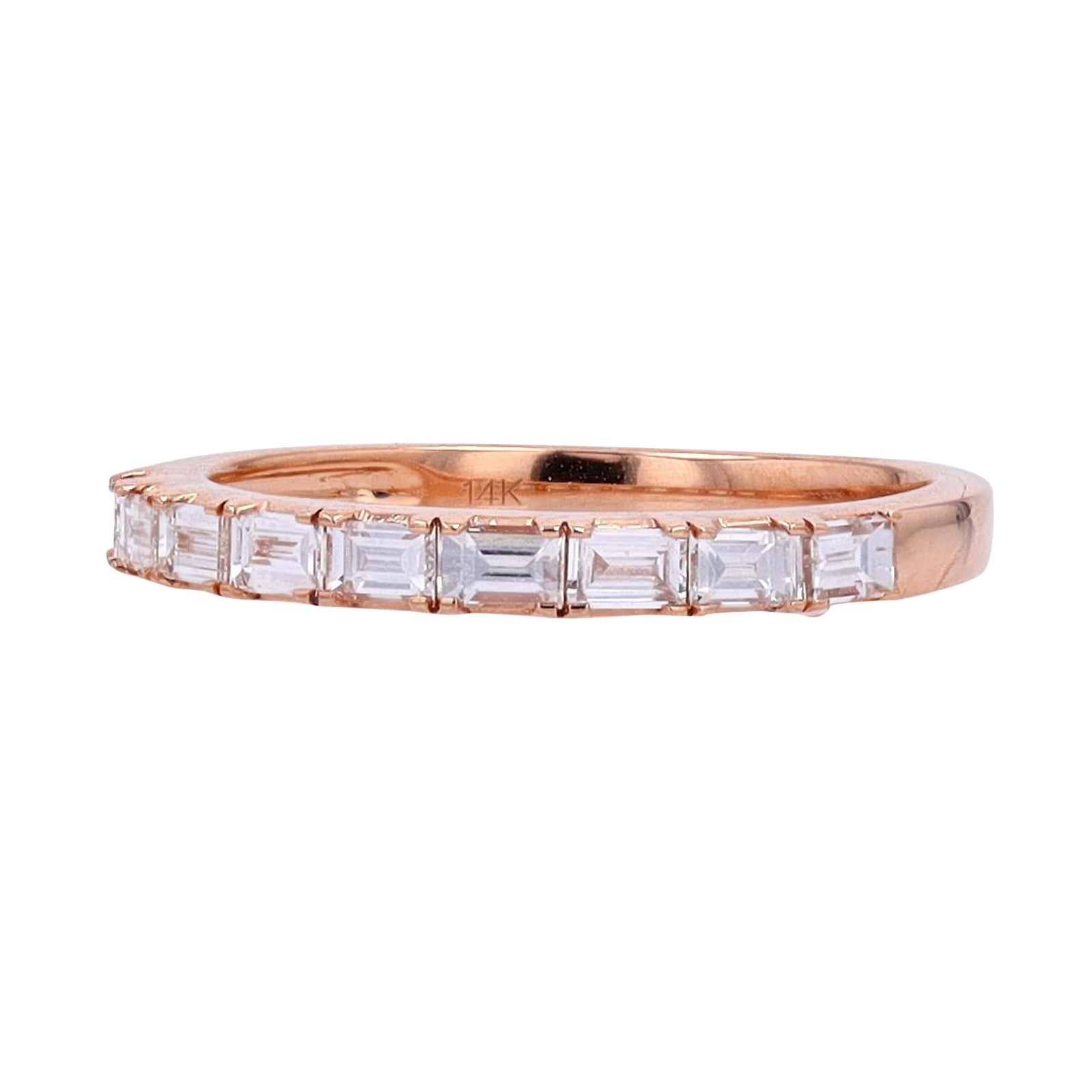 14K RG 1/2 CT Emerald Cut Diamond Band