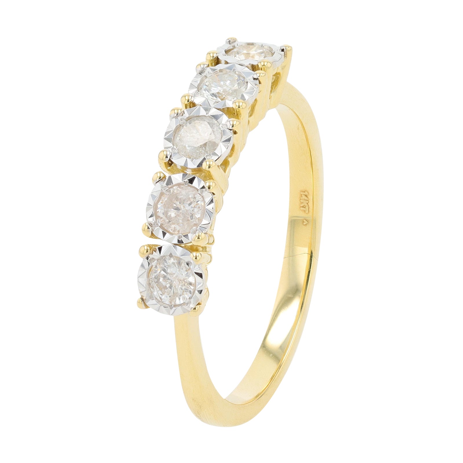 14K Five Stone Miracle Set Diamond Ring<p><strong>More Colors Available</p></strong>