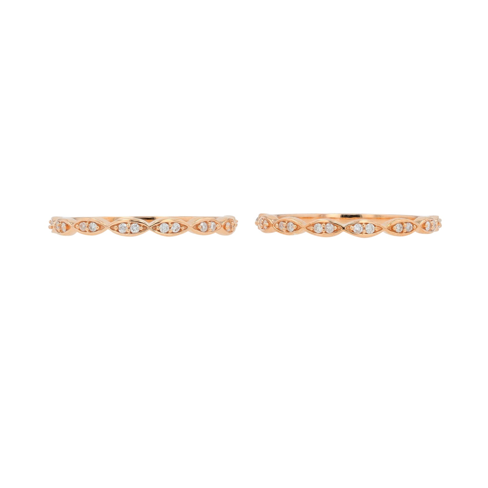 14K RG 0.16 CT Diamond 2-Band Set
