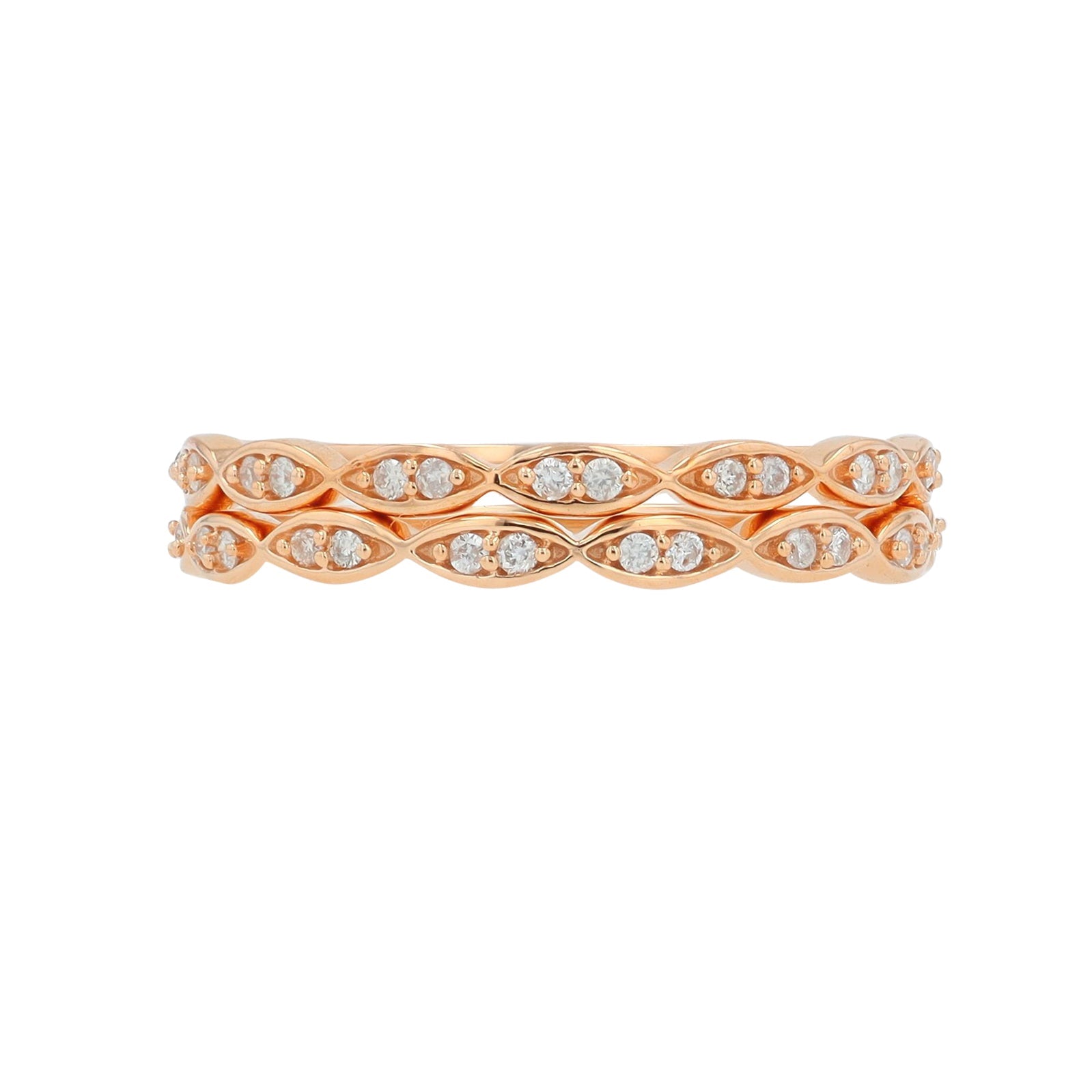 14K RG 0.16 CT Diamond 2-Band Set