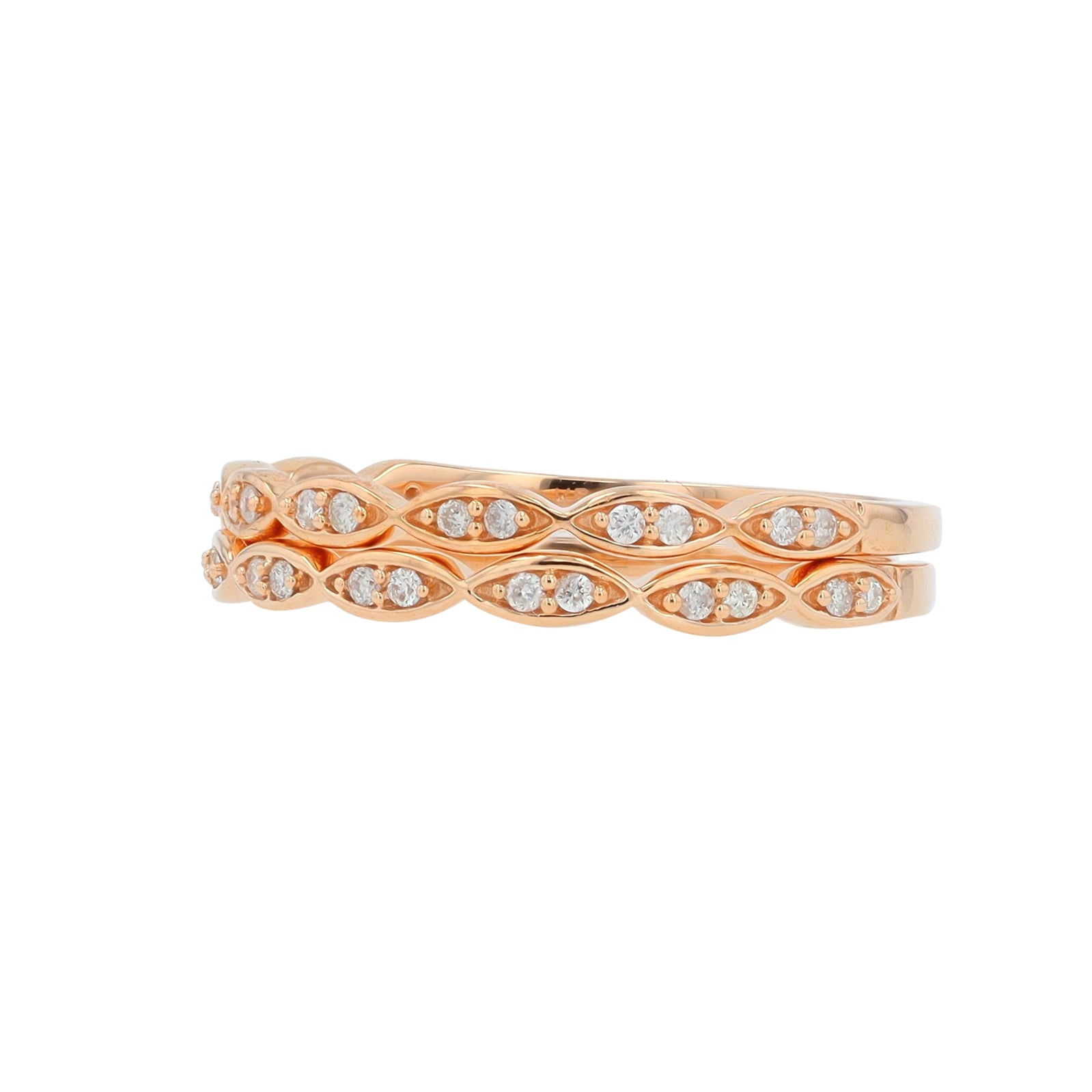 14K RG 0.16 CT Diamond 2-Band Set
