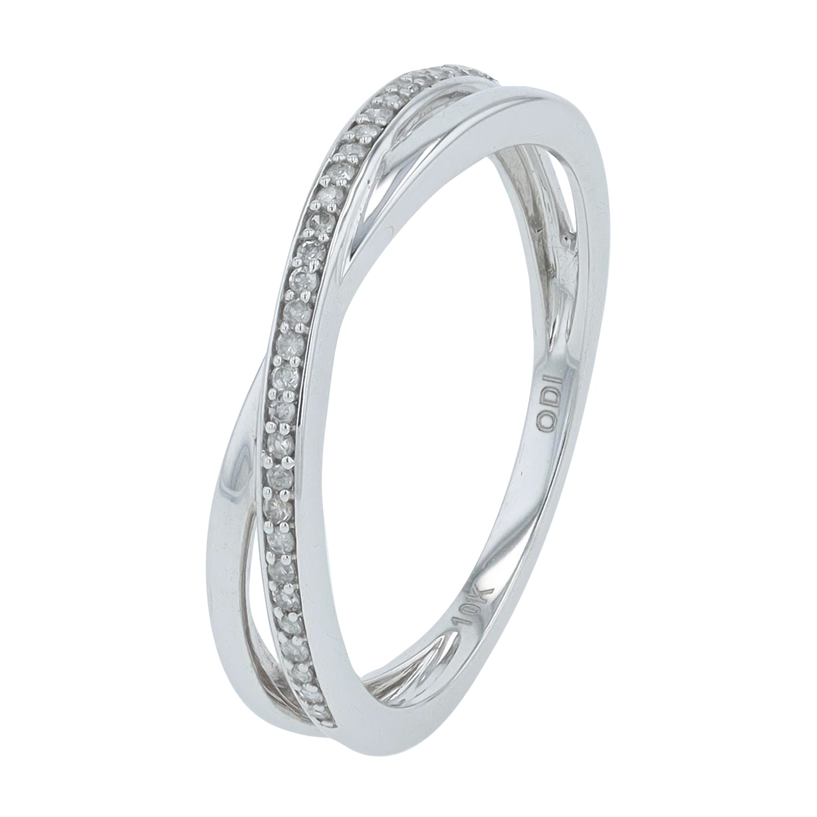 10K WG .10 CTW Diamond Crossover Ring