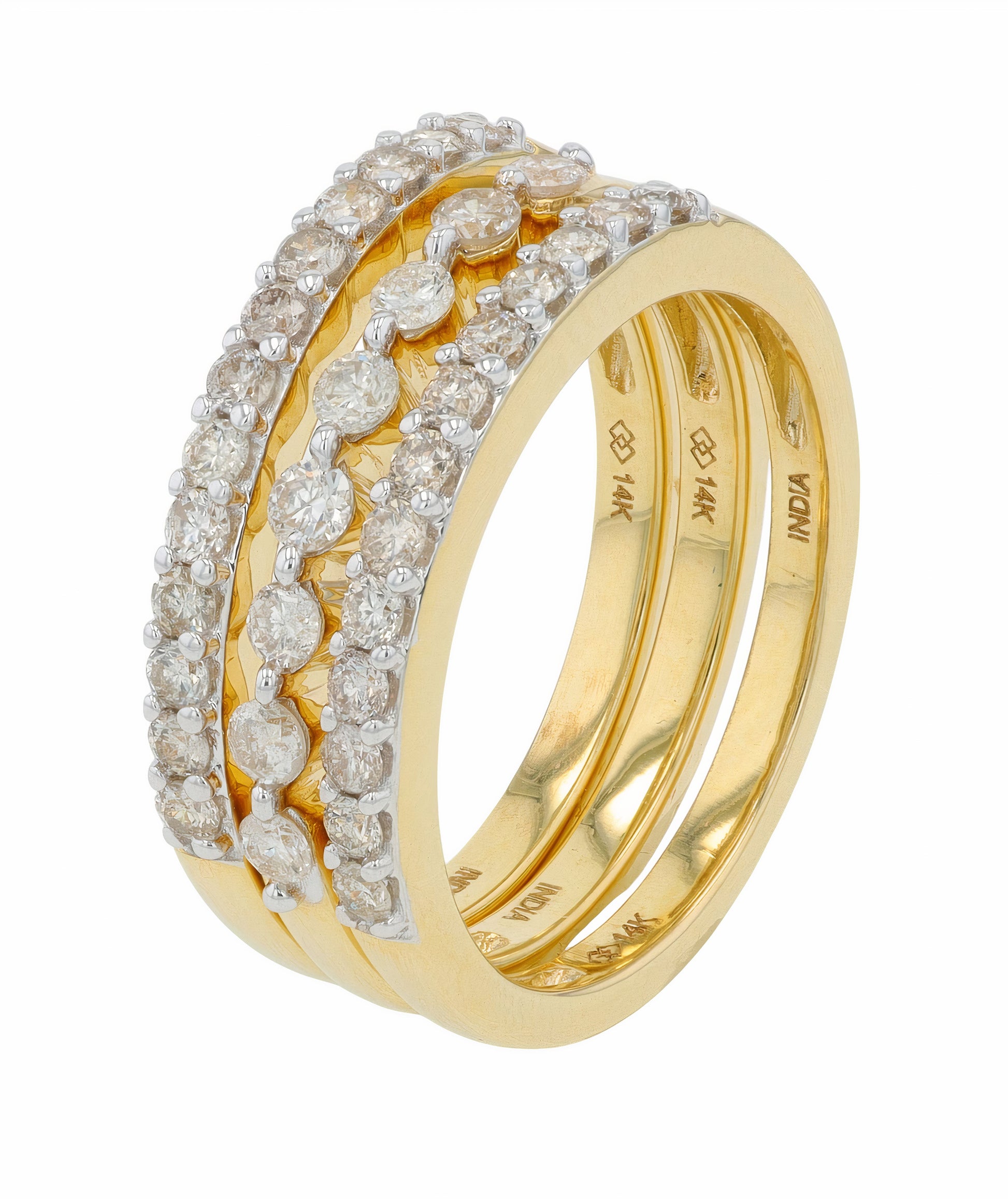 14K YG 0.85 CT Diamond Wide Band