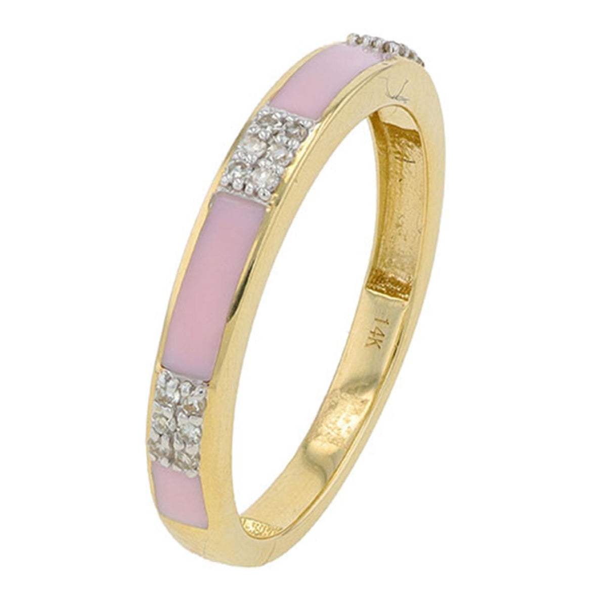 14K YG 1/10 CT Diamond Band With Enamel Accents<p><strong>More Colors Available</p></strong>