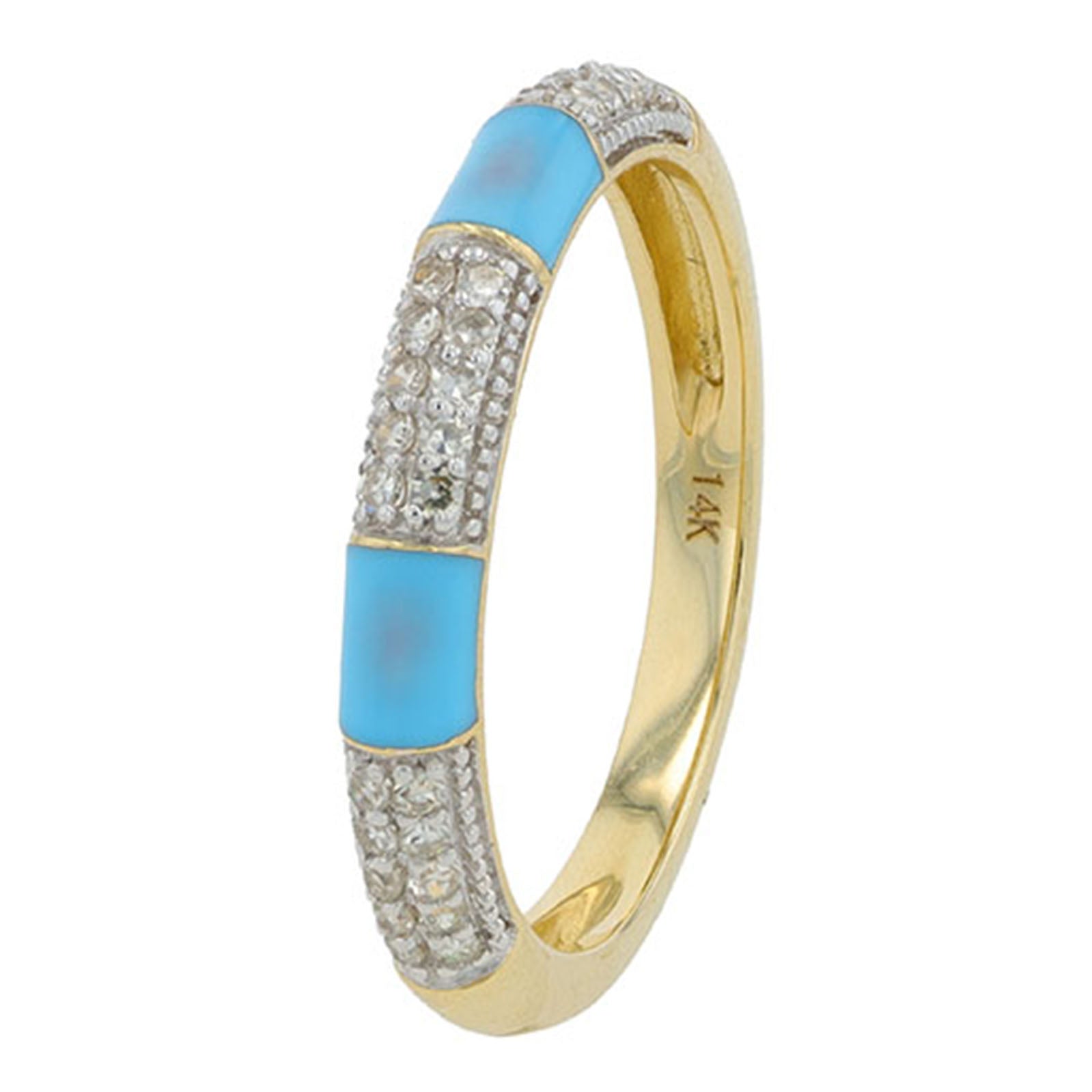 14K YG 1/5 CT Diamond Band With Enamel Accents<p><strong>More Colors Available</p></strong>