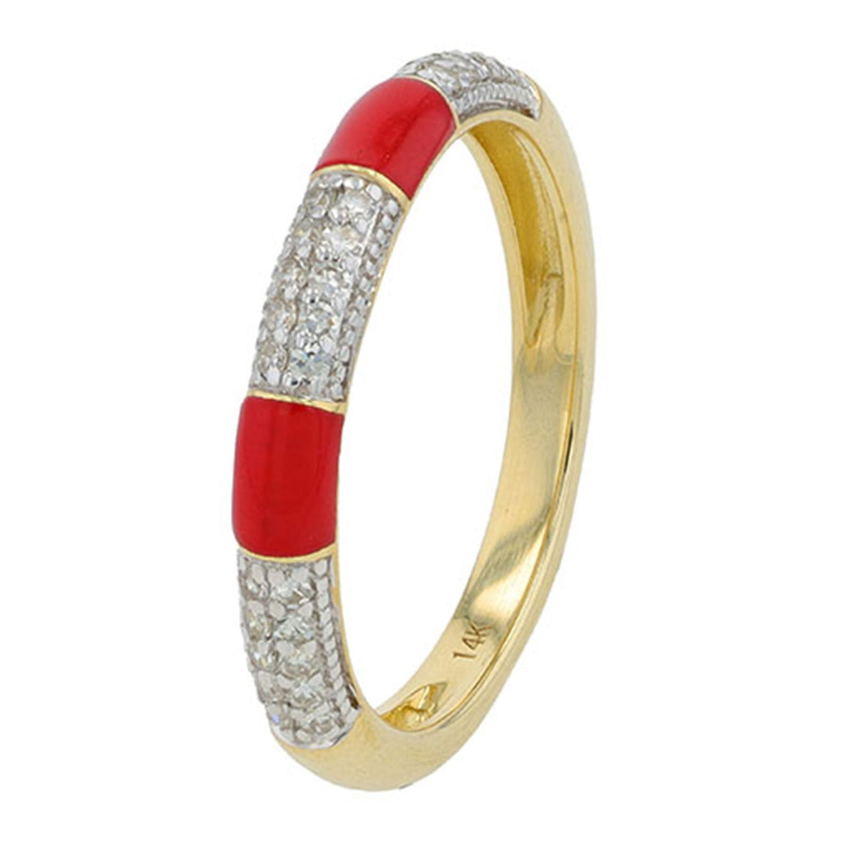 14K YG 1/5 CT Diamond Band With Enamel Accents<p><strong>More Colors Available</p></strong>