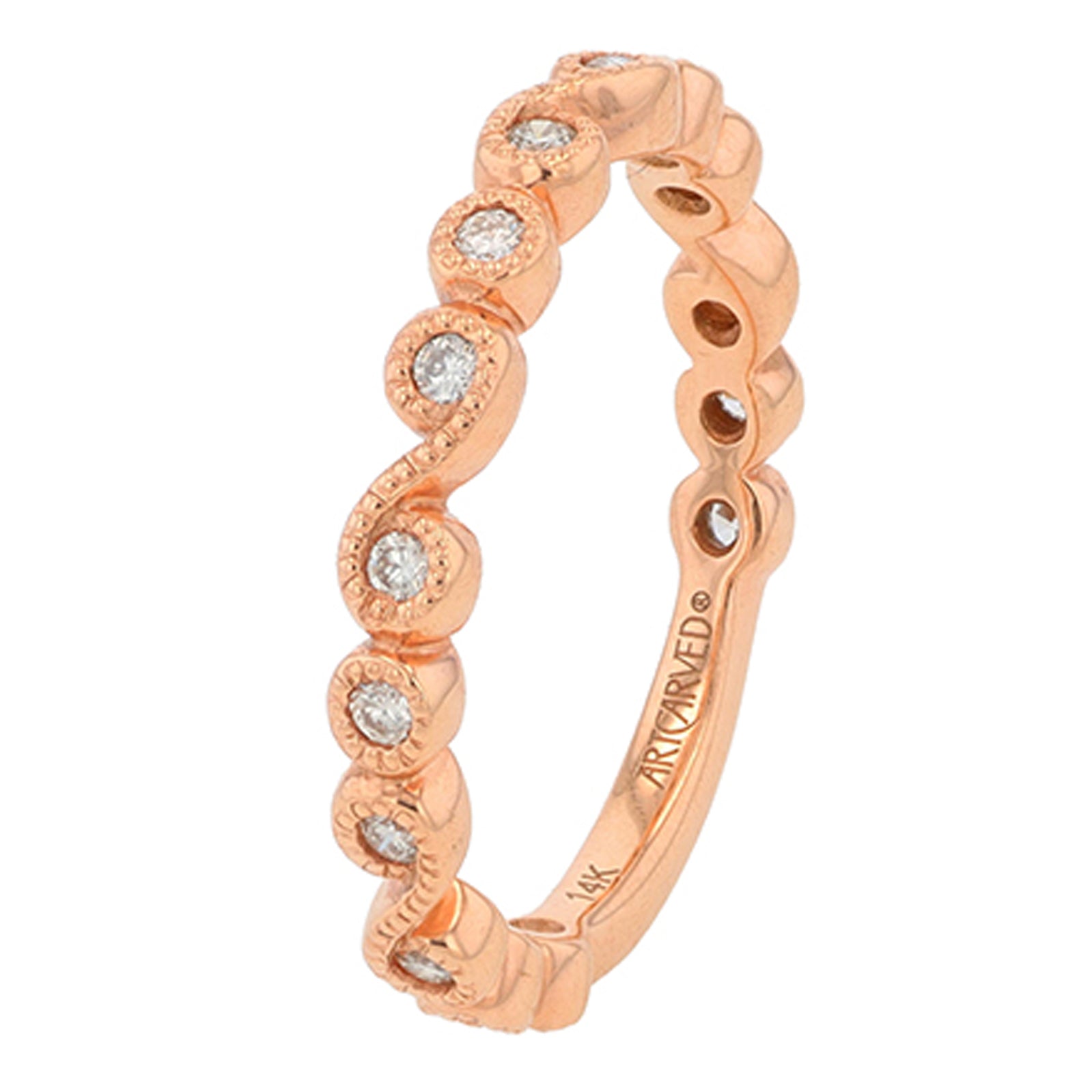 14K RG Artcarved 0.30 CT Diamond Band