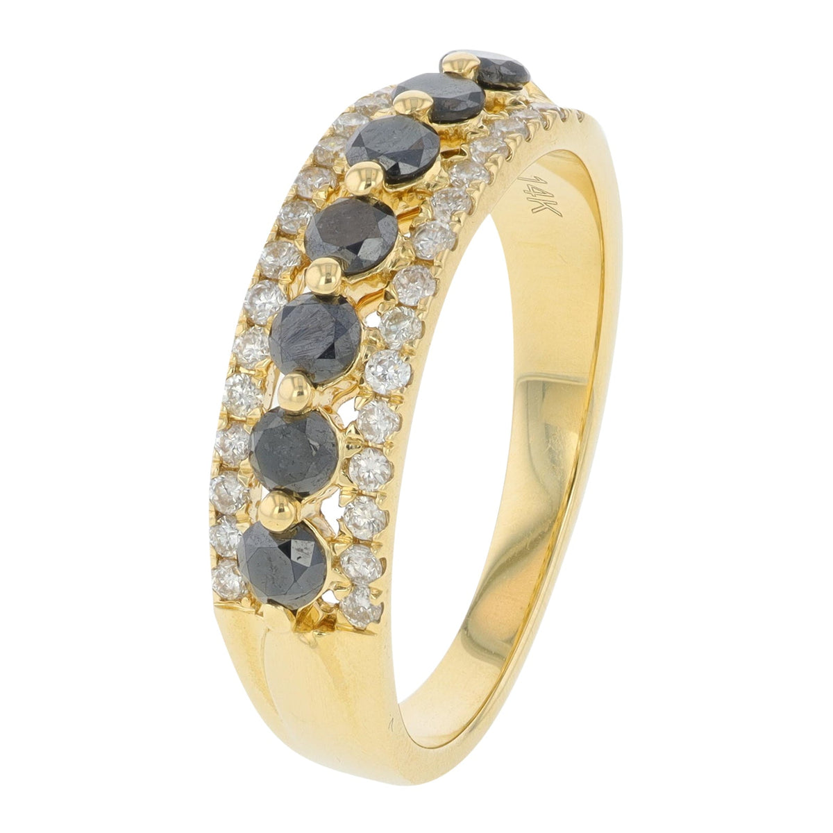 14K YG .88 CTW Black Diamond Band