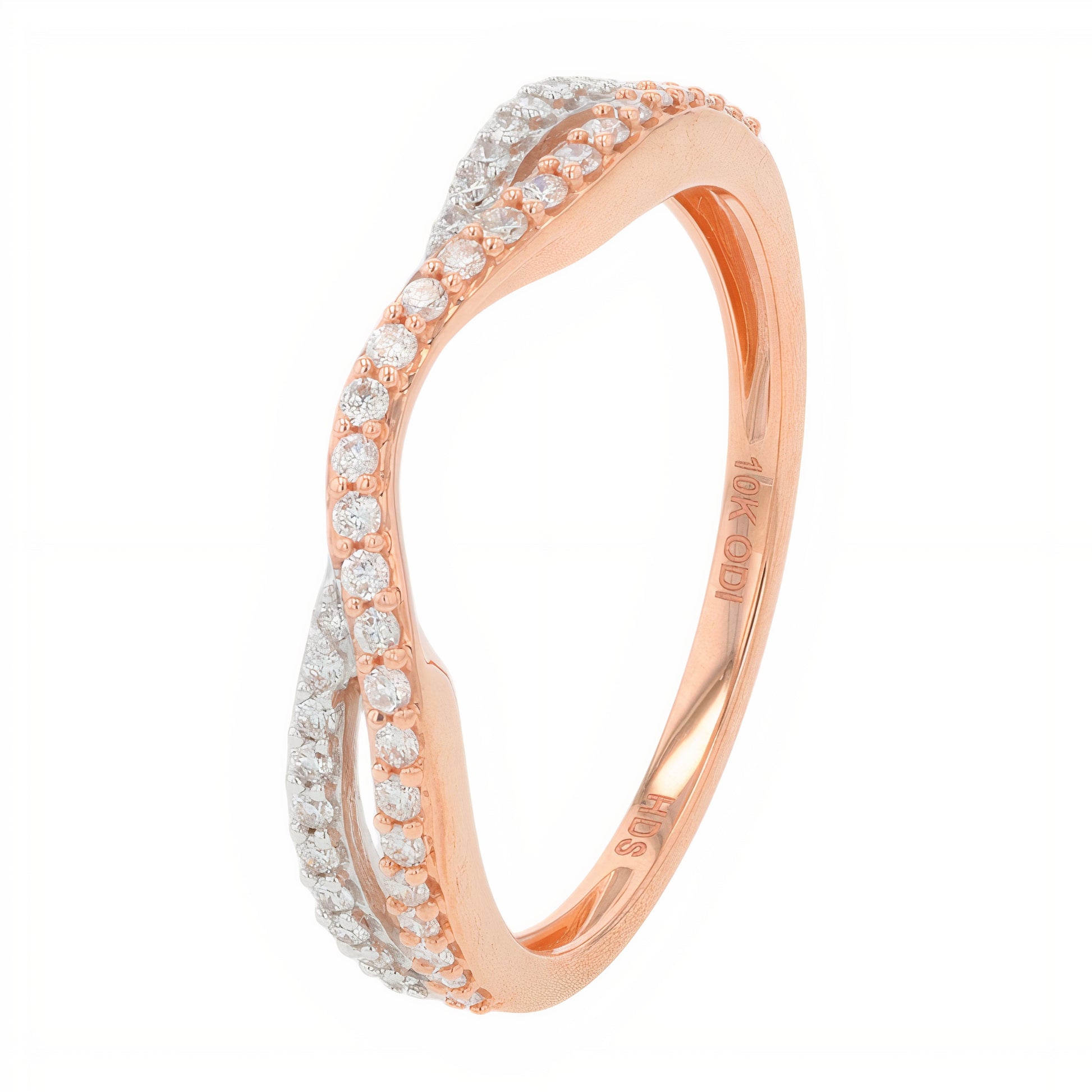 10K TT .25 CT Diamond Curved Band