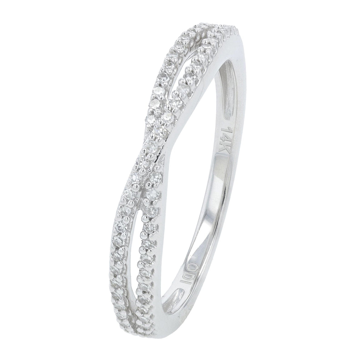 14K WG  0.15 CT Diamond Crossover Band