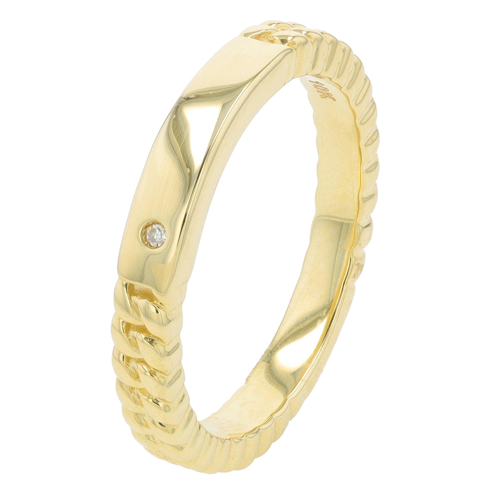 10K YG 0.01 CT Diamond Stackable Band