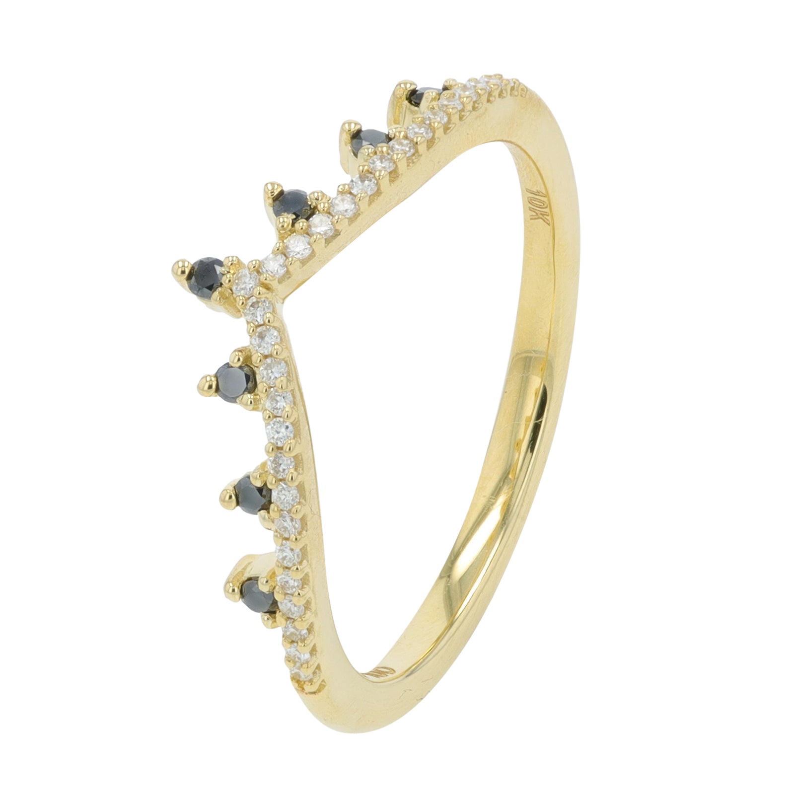 10K YG .16 CT Diamond Chevron Band