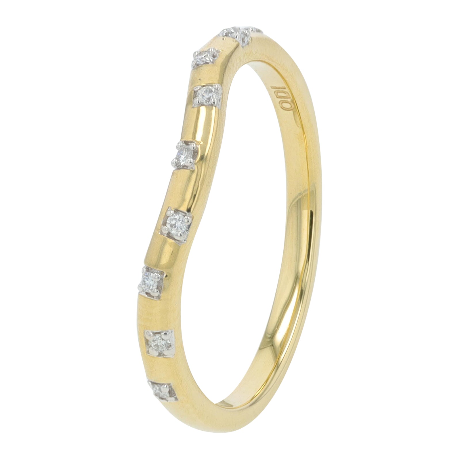 10K .04 CT Diamond Curved Band<p><strong>More Colors Available</p></strong>