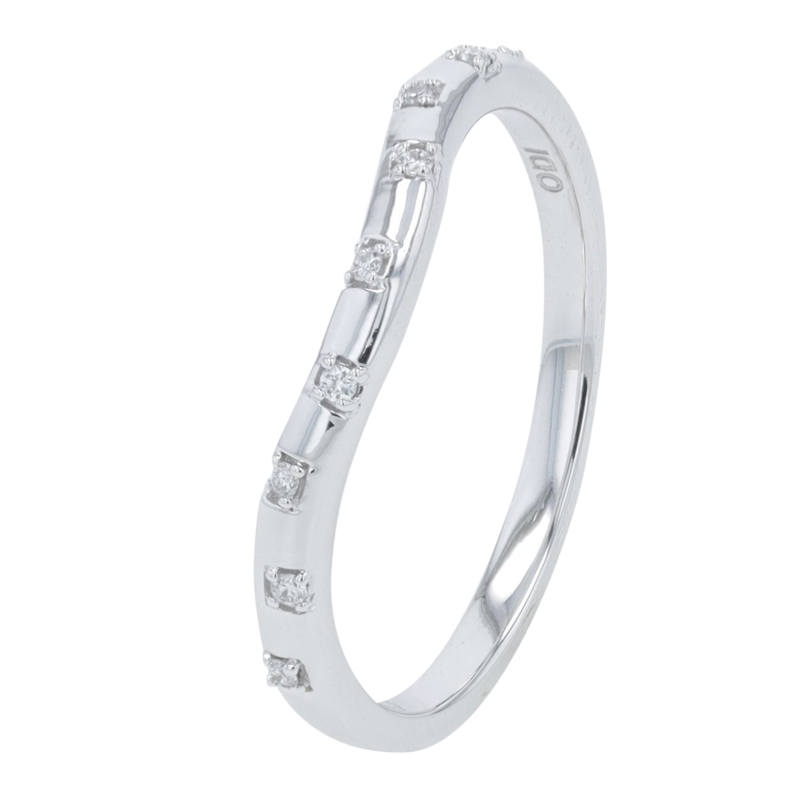 10K .04 CT Diamond Curved Band<p><strong>More Colors Available</p></strong>