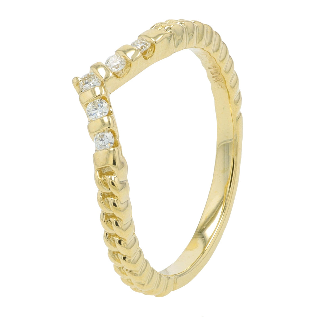 10K YG .10 CT Diamond Chevron Band