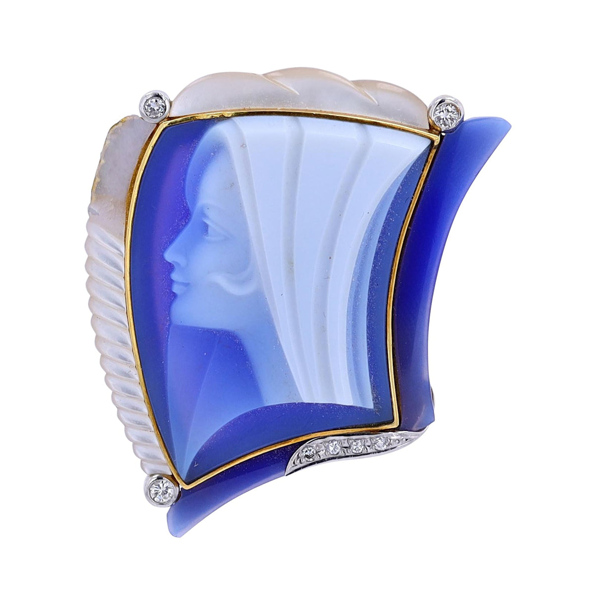 18K YG/PT900 .20 CTW Diamond Cameo