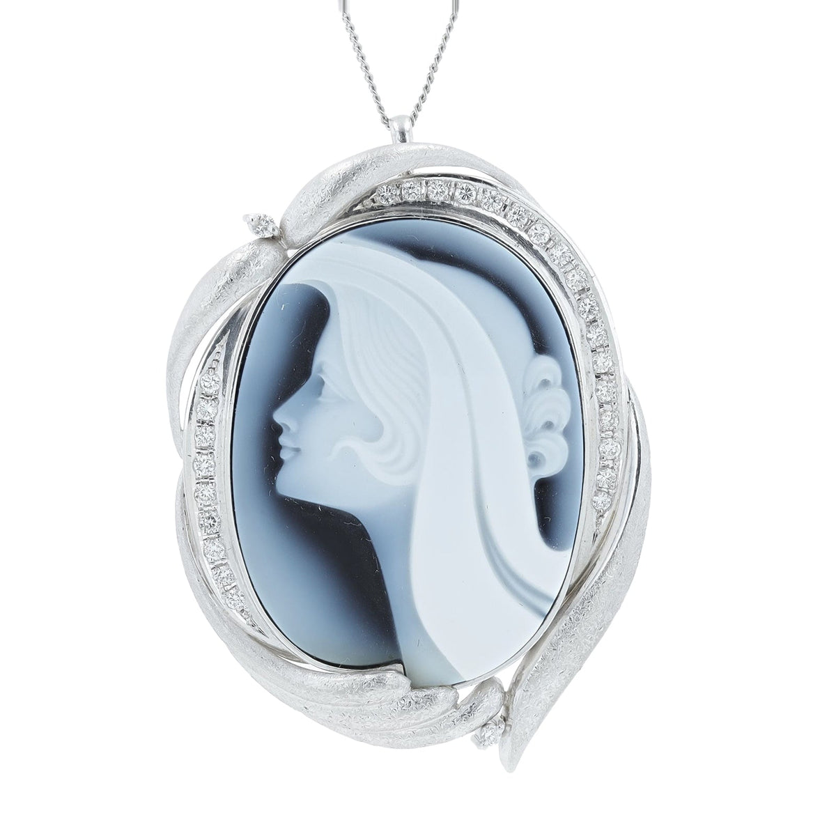 PT900/850 .60 CTW Diamond Cameo Pendant