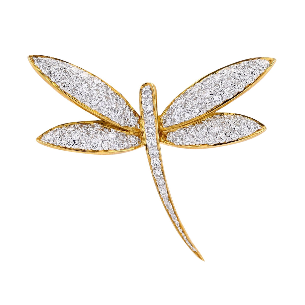 18K YG 1.56 CTW Diamond Dragonfly Brooch