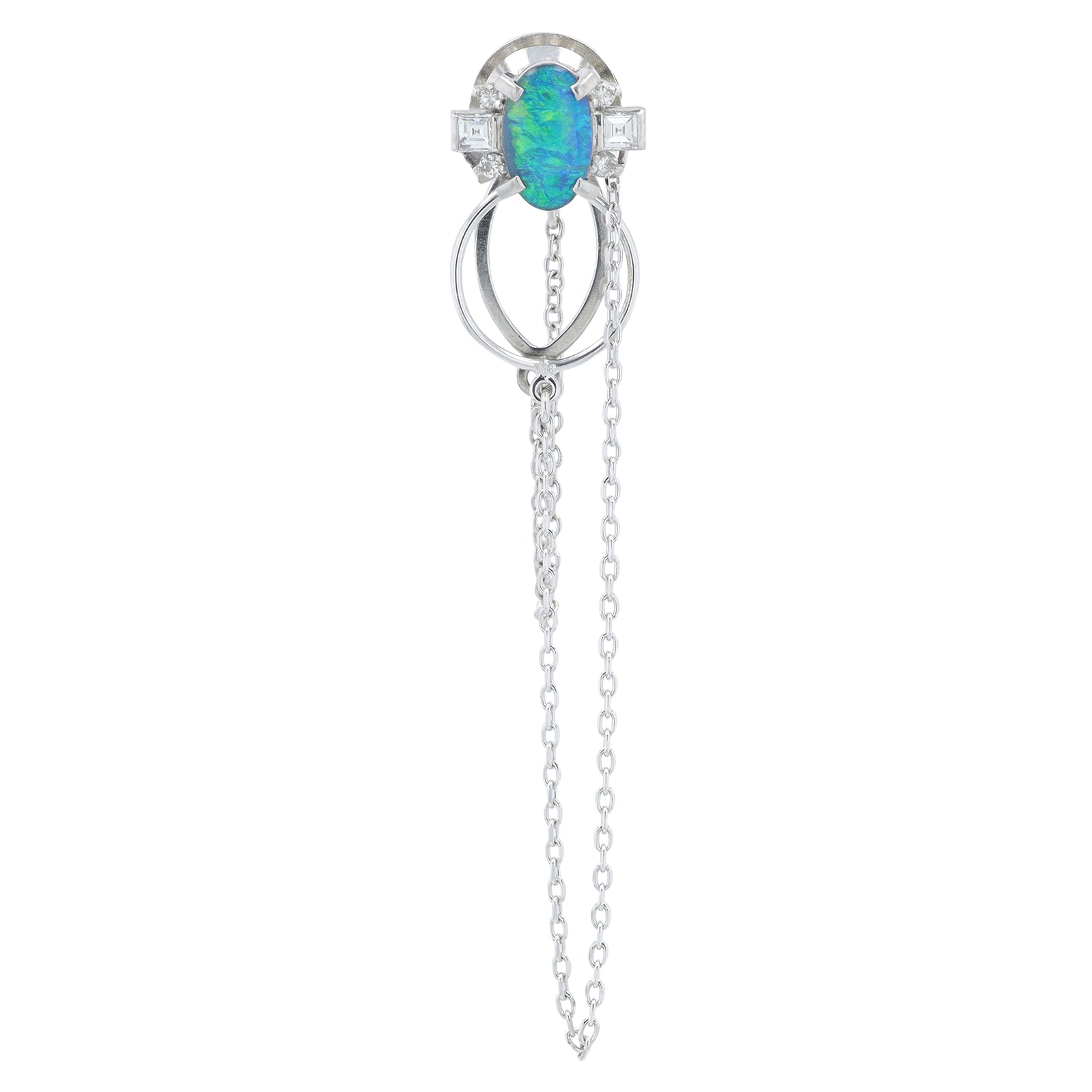 PT900/14K WG 1.31 CT Black Opal Tie Pin